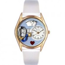 Whimsical Watches - C-0610002 - Whimsical Womens Nurse White Leather