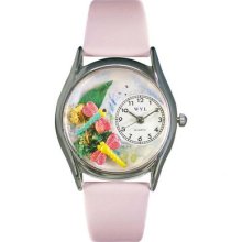 Whimsical Watches Women's Dragonflies Pink Leather and Silvertone Watch in Silver