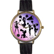 Whimsical Watches Women's Japanese Quartz Cheerleading Lover Black Leather Strap Watch