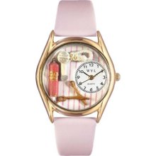 Whimsical Womens Beautician Female Pink Leather Watch #557713