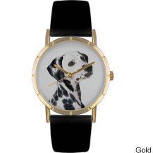 Whimsical Women's Dalmatian Photo Leather Strap Watch (Gold)