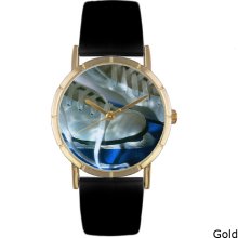 Whimsical Women's 'Ice Skating Lover' Photo Watch (Gold)