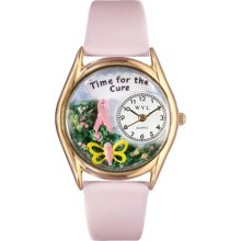 Whimsical Womens Time For The Cure Pink Leather Watch #557716