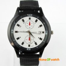 White Dial Fashion Army Canvas Strap Boy Girls Sport Quartz Wrist Watch Hot