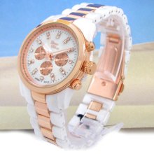 White Pearl Rose/gold Bracelet Fashion Women's Watch