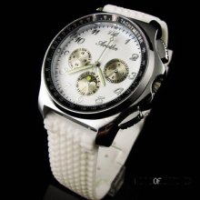 White Sports Rubber Lady Mens Ladies Gents Watches Hs3