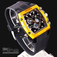 Wholesale 6pcs Ohsen Digital Golden Square Rim Pu Strap Men Sport Wa