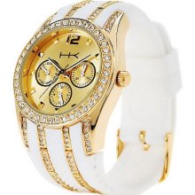 Wildlife by Heidi Klum Multi-Function Silicone Strap Watch - White/Goldtone - One Size