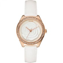 Woman White Wristwatch With Rose Guess Mod. Rosette W90083l1