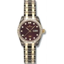 Womenandamp;apos;s Two Tone Black Stainless Steel Automatic Burgundy Dial - Watch