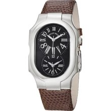 Women's Black Dial and Brown Lizard Leather Strap Watch