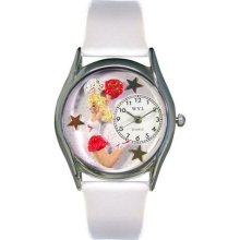 Women's Cheerleader White Leather and Silvertone Watch in Silver ...