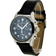 Women's Chronograph Stainless Steel Case Leather Strap Black Dial