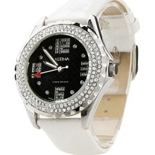 Women's Fashionable PU Analog Quartz Wrist Watch gz1218 (White)