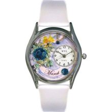 Women's March White Leather and Silvertone Watch in Silver ...