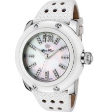 Women's Miami White Diamond White Mother Of Pearl Dial White Perf ...