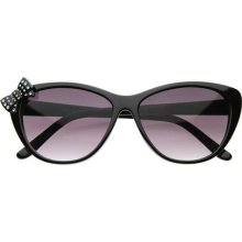 Womens Mod Cat Eye Sunglasses with Rhinestone Bow ...