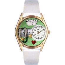 Women's Nurse Green White Leather and Gold Tone Watch ...