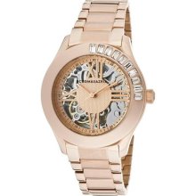 Women's Vip Glam Automatic Silver Skeletonized See Thru/Rose Gold ...