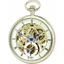 Woodford Skeleton Pocket Watch, 1043, Men's Chrome-finished Full-size With Chain