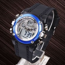 Wow Gorgeous Ohsen Digital Analog Blue Rim Silicone Strap Sport Watch