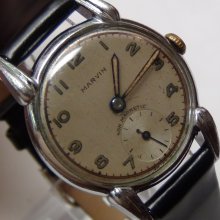 WWII Marvin Swiss Made Silver Watch w/ Strap