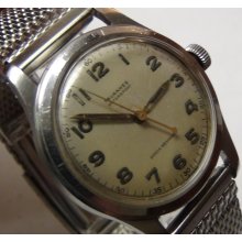 WWII Tavannes Men's Swiss Made Silver Watch w/ Silver Bracelet