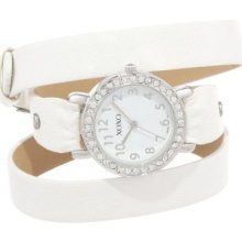 Xoxo Watch Women's Watch Xo5611 White Strap Double Wrap Rhinestone Bezel Watch