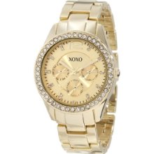 XOXO Women`s XO5475 Gold-Tone Bracelet With Rhinestones Accent Bezel Watch