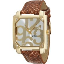 Xoxo Women's Xo Silver Dial Brown Snake Strap Watch