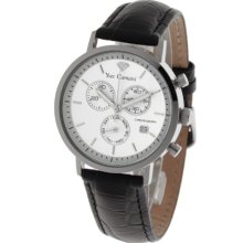 Yves Camani Vardo Chronograph Men's Quartz Watch With White Dial Analogue Display And Black Leather Strap Yc1016-E