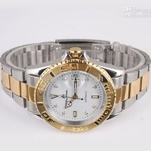 1 Piece Fashion Men 2-tone Golden Rim Mechanical Automatic Wristwatc