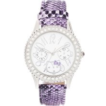 $115 Hello Kitty Women's Faux Python Rubber Strap Watch Purple