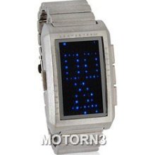 130 Blue LED Watch with Stainless Steel Strap (Silver)