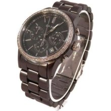 $175 Dkny Ladies Chronograph Crystal Dial Aluminum Bracelet Watch Ny8325