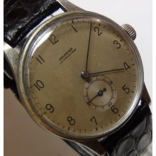 1940' Coursier La Chaux-De-Fonds Men's Swiss Made Silver Watch w/ Swiss Made Str