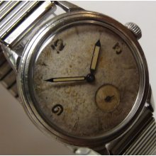 1945 Breguet-Gruen Swiss Men's Automatic Bumper Silver Watch w/ Silver Bracelet