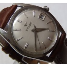 1950' Wittnauer Men's Automatic Silver Swiss Made Calendar Watch w/ Strap