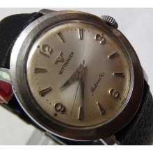 1950' Wittnauer Men's Automatic Silver Watch w/ Hirsch Strap