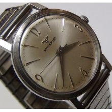 1950' Wittnauer Men's Silver Swiss Made Watch w/ Silver Bracelet