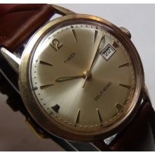 1966 Timex Men's Gold Made in England Automatic Calendar Watch w/ Strap