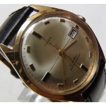 1969 Timex Men's 21Jwl Gold Quadrant Dial Calendar Watch w/ Strap