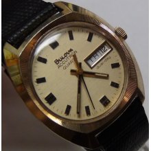 1978 Bulova Accutron 10K Gold Men's Dual Calendar Quartz Watch