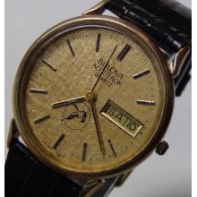 1982 Bulova Accutron 10K Gold Men's Dual Calendar Quartz Watch