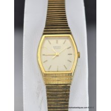 1982 Seiko Quartz Ladies 6j Dress Watch 3421-5030 Gold Toned Band Ready To Wear