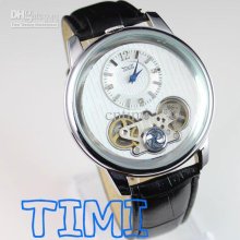 2012 New White Dial Mens Automatic Skeleton Mechanical Watch With Tw