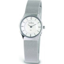 233XSSS Skagen Ladies White Steel Mesh Watch