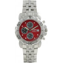 241269DM-R Krug Baumen Mens Sportsmaster Red Diamond Chronograph Watch