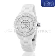 3.50ct White Ceramic Chanel J12 Diamond Dial 38mm H1629 Watch Sku14