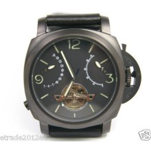 331 Parnis Radiomir 47mm Case Black Dial Green Sandwich Tourbillon Style Watch